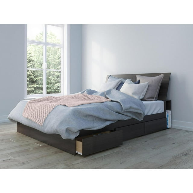 Nexera Tribeca Storage Bed with Headboard, Ebony