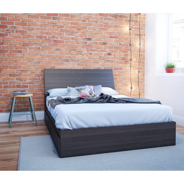 Nexera Tribeca Storage Bed with Headboard, Ebony