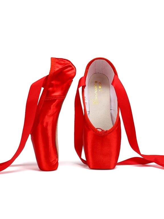 Professional Vanassa Pointe Shoes Dance Ballet Shoes with Ribbons &Toe Pads For Girls Women