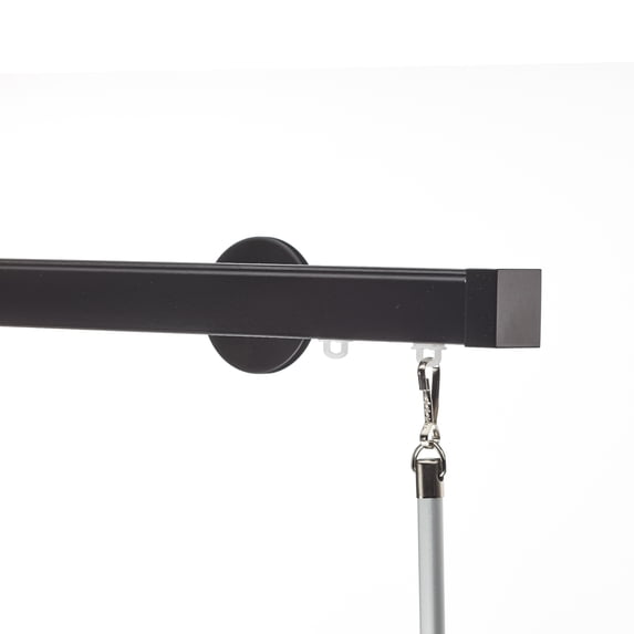 Nexgen 132" Non-Adjustable Single Traverse Curtain Rod in Black with Endcap
