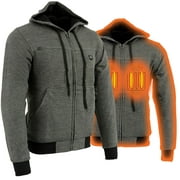 Nexgen Heat MPM1713SET12v Men's Grey 'Heated' Front Zipper Hoodie Jacket for Outdoor Activities w/ Battery Pack Large