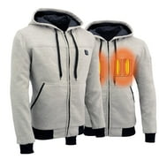 Nexgen Heat MPM1714SET Men's “Fiery’’ Heated Hoodie Silver Zipper Front Sweatshirt Jacket for Winter w/Battery Pack 3X-Large
