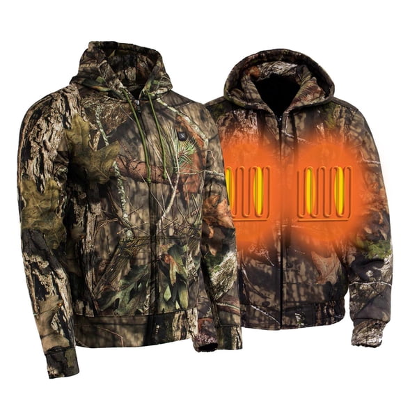 Nexgen Heat MPM1776SET Men's Camouflaged Heated Zipper Hoodies - for Winter Cold Weather Riding Outdoor Activities Medium