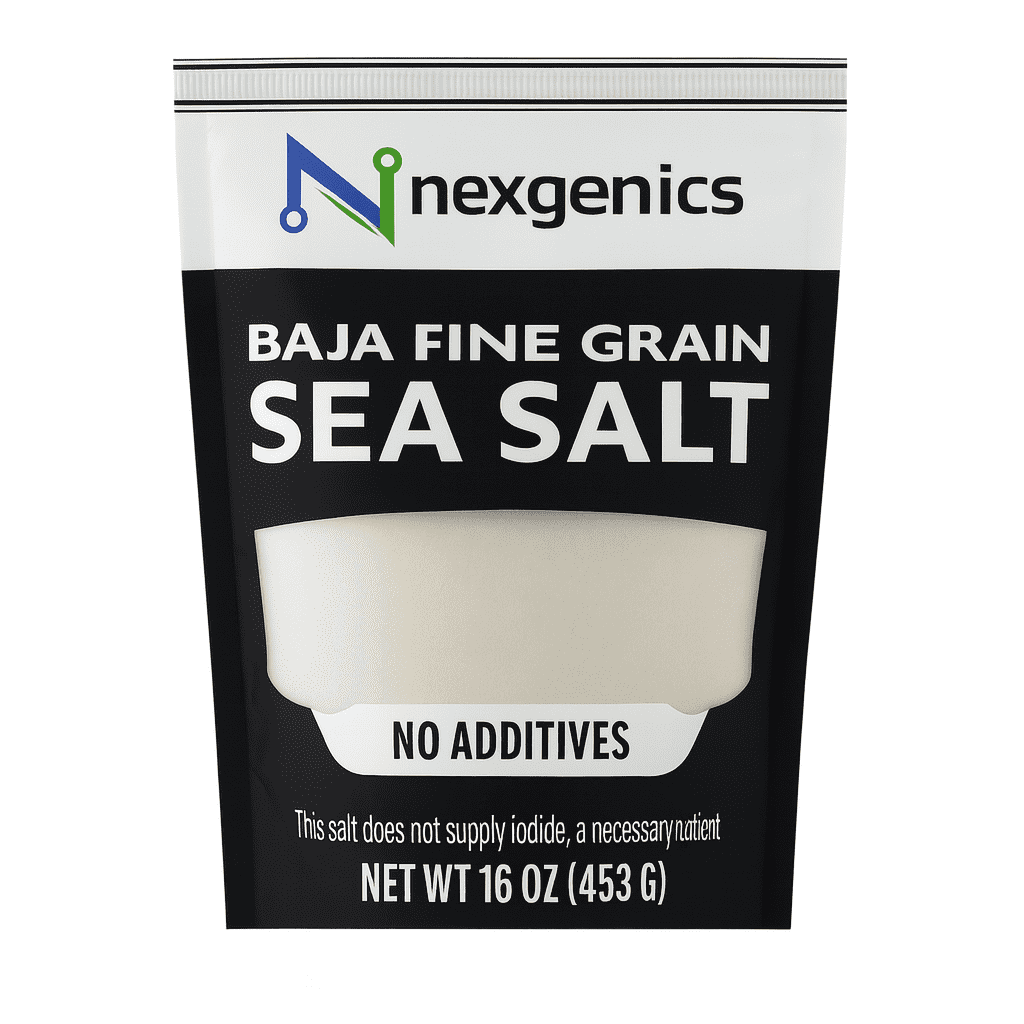 Nexgenics Baja Fine Grain Sea Salt, Natural, Non-Iodized, 16 oz