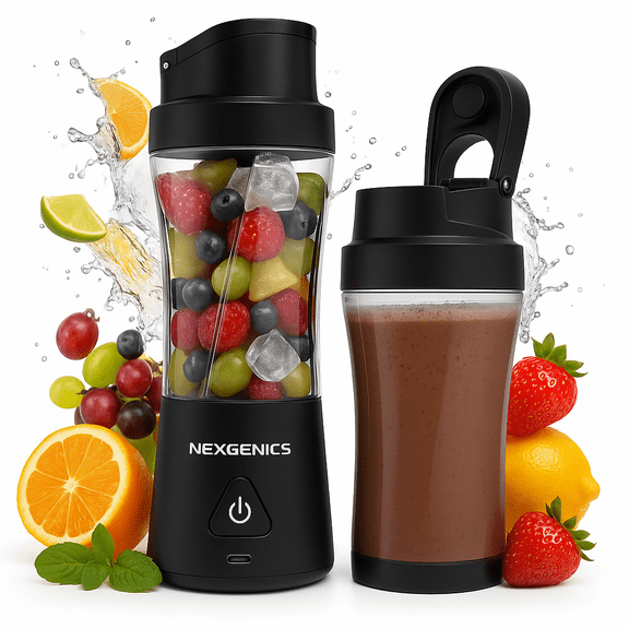 Nexgenics Nex Max Portable Electric Blender Bottle, 600ml USB Rechargeable Juicer with 6000mAh Battery , Black