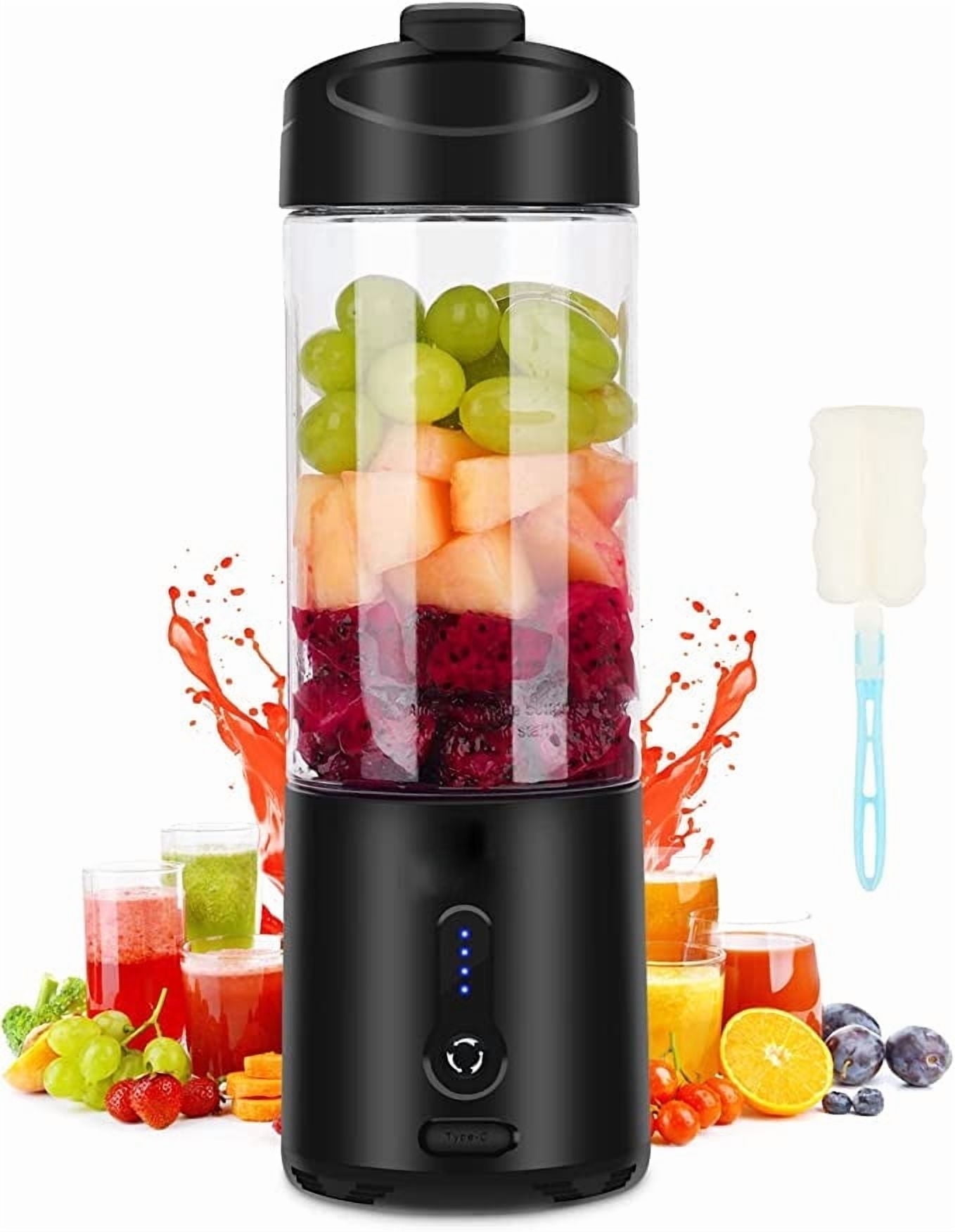 Nexgenics Portable Blender for Smoothies and Shakes Rechargeable USB Personal Juicer Cup with Powerful Motor, BPA-Free Bottle, and LED Indicator Ideal for Fruits (B
