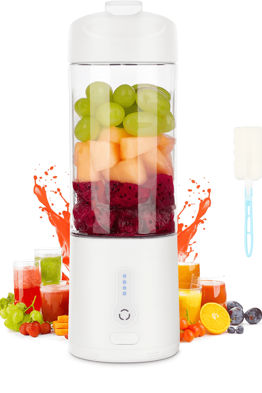 Nexgenics Portable Blender for Smoothies and Shakes Rechargeable USB Personal Juicer Cup with Powerful Motor, BPA-Free Bottle, and LED Indicator WHITE
