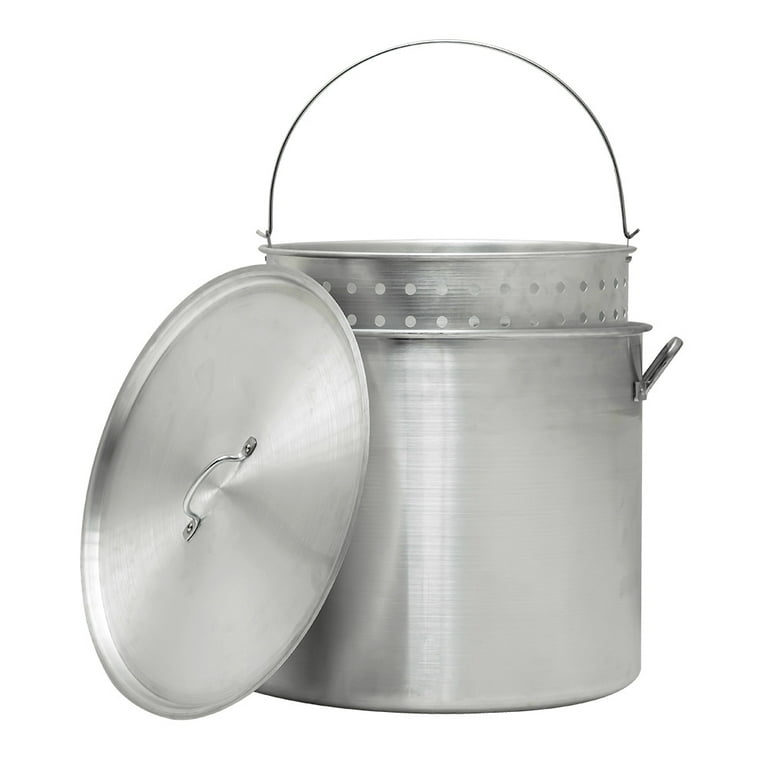120 qt. Aluminum Stock Pot in Silver with Lid 120 qt. Aluminum Stock Pot in Silver with Lid