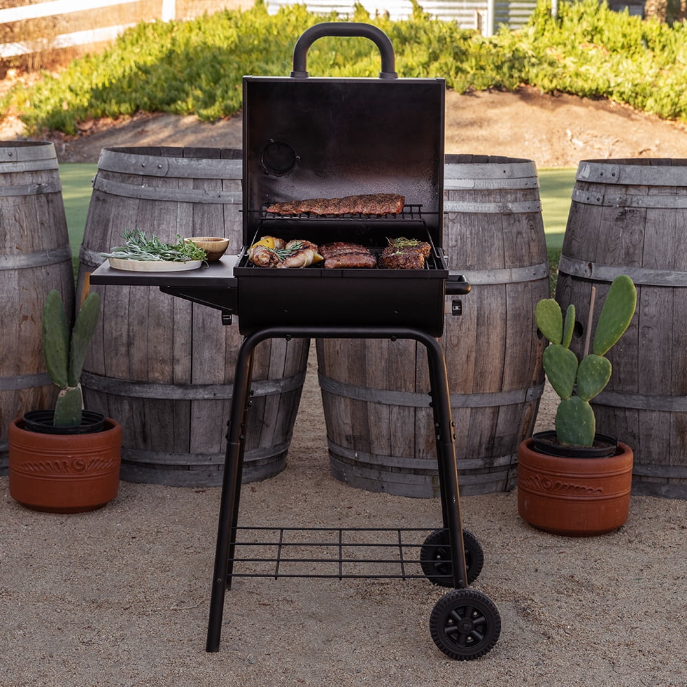 Nexgrill 17.5 Charcoal Barrel Barbeque Grill with Side Shelf 810 0063