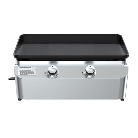 Nexgrill 2-Burner Propane Gas Tabletop Griddle, 19,000 BTUs, 323 SQ In, Stainless Steel Control Panel, Small Portable Propane Griddle for Outdoor Cooking, Camping, BBQs, and More - 820-0061