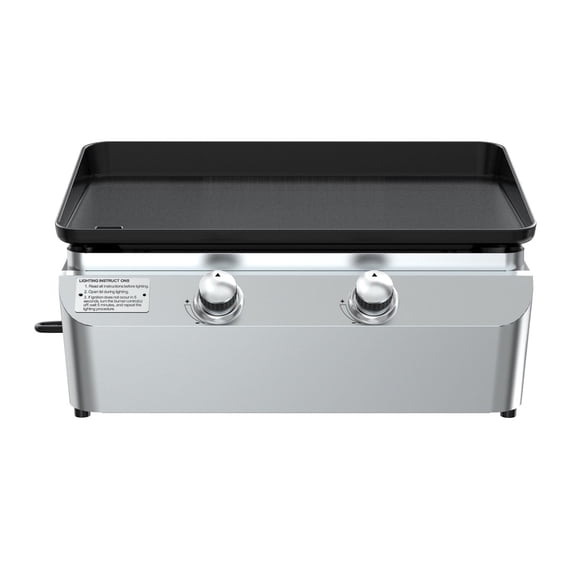 Nexgrill 2-Burner Propane Gas Tabletop Griddle, 19,000 BTUs, 323 SQ In, Stainless Steel Control Panel, Small Portable Propane Griddle for Outdoor Cooking, Camping, BBQs, and More - 820-0061