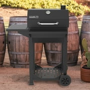 Nexgrill 22" Charcoal Barrel Cart Grill with Side Shelf & Front Shelf - Black, 810-0025