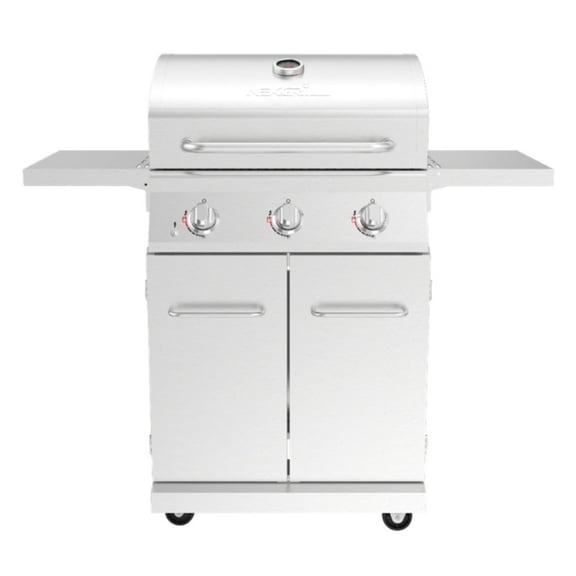 Nexgrill 3-Burner Stainless Steel Propane Gas Grill with Side Tables, 40,500 BTUs, 4 Wheel Transport, 591 SQ. IN. Cooking Space, Outdoor Kitchen Grill for BBQs, Patios, and More - 720-0830MN