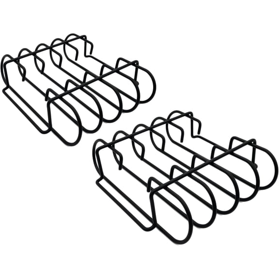 Nexgrill BBQ Rib Rack, Non-Stick Smoker Accessory for Outdoor Grilling & Cooking, Holds Up to 4 Racks of Ribs, Built-In Handles, Compatible with Grills, Smokers, and Ovens, Black - 530-0026 (2 Pack)