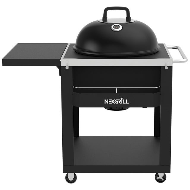 Nexgrill BBQ Charcoal Kettle Grill with Durable Table Cart and Convenient Side Table