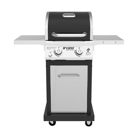 Nexgrill Deluxe 2-Burner Gas Grill with 401 SQ In Grate, 28000 BTUs, Stainless Steel Control Panel & Foldable Side Table, Propane BBQ Grill for Outdoor Cooking, Patios, Backyards and More -720-0864RA
