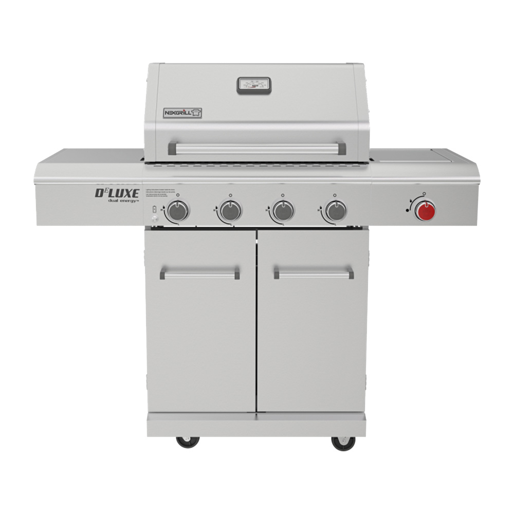 Nexgrill Deluxe 4-Burner Dual Energy Propane Gas Grill with Infrared Side Burner and Cabinets - 63000BTUs - image 1 of 5