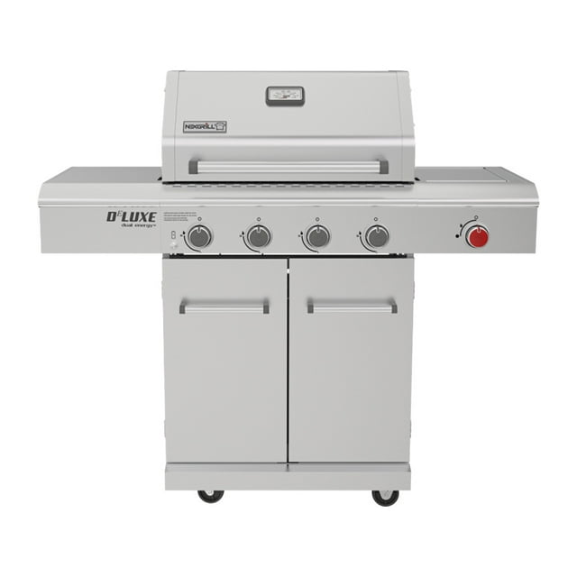 Nexgrill Deluxe 4-Burner Dual Energy Propane Gas Grill with Infrared Side Burner and Cabinets - 63000BTUs