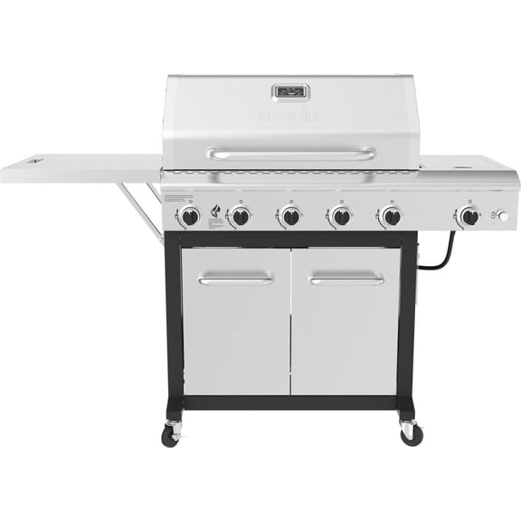 NexgrillDeluxe 5-Burner Propane BBQ Grill with Side Burner and Foldable Side Table, Stainless Steel Control Panel, Electric Ignition, 60,000 BTUs Output, Gas Grill Perfect for Gatherings - 72