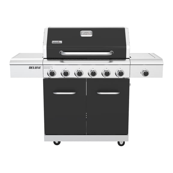 Nexgrill Deluxe 6-Burner Natural Gas Grill with Searing Side Burner and Griddle Insert, Stainless Steel Frame, 60,000 BTUs Output, BBQ Grill for Outdoor Gatherings - 730-0896GH