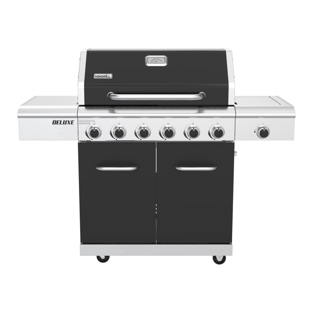 Nexgrill Deluxe 6-Burner Dual Fuel Propane Gas Grill with Searing Side Burner and Griddle Insert, Stainless Steel Frame, 60,000 BTUs Output, BBQ Grill for Outdoor Gatherings - 720-0896GH