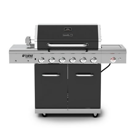 Nexgrill Deluxe 6-Burner Propane Gas Grill with Ceramic Searing Side Burner, Rotisserie Kit, 60,000 BTUs Output, and Stainless Steel Control Panel, BBQ Grill Perfect for Outdoor Gatherings 720-0896B