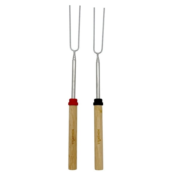 Nexgrill Extendable Roasting Grill Fork Stick, 2-Pack 32" Roasting Sticks, Dual Fork Grilling & Cooking Accessory for BBQs, Tailgating, Camping, Outdoor Cooking, 530-0023G