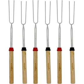 Nexgrill Extendable Roasting Grill Fork Stick, 6-Pack 32" Roasting Sticks, Dual Fork Grilling & Cooking Accessory for BBQs, Tailgating, Camping, Outdoor Cooking, 530-0023G