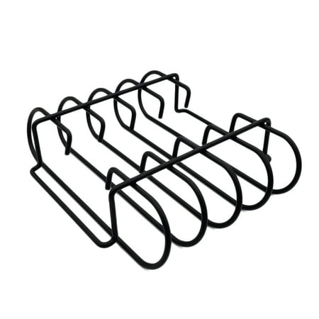 Nexgrill BBQ Rib Rack, Non-Stick Smoker Accessory for Outdoor Grilling & Cooking, Holds Up to 4 Racks of Ribs, Built-In Handles, Compatible with Grills, Smokers, and Ovens, Black - 530-0026