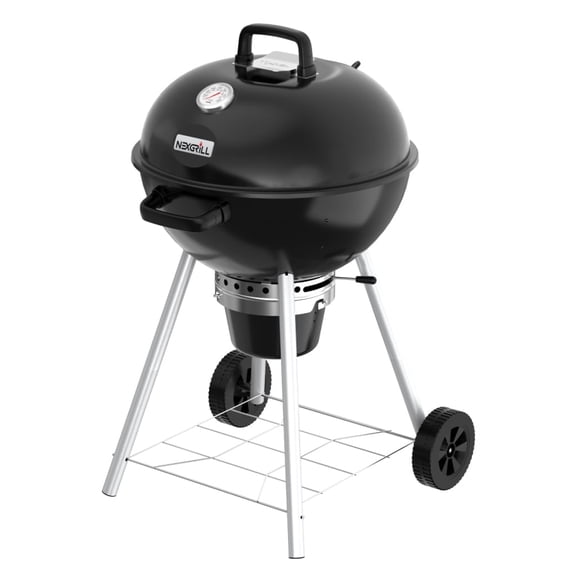 Nexgrill Premium 22.5" Charcoal Barbecue Grill with Adjustable Air Vent, Built-In Temperature Gauge, 362 SQ In Grate, Storage Rack, Portable Kettle Grill for Camping, and More - 810-0178