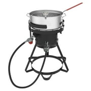 Nexgrill 18 QT Aluminum Fish Fryer with Crawfish Boiler Pot & Double Strainer Basket for Poultry, Seafood, and More, 58,000 BTU Outdoor Deep Fryer, Welded Steel Stand & Included Thermometer -840-0006