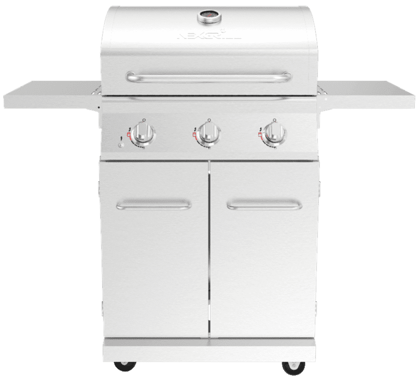 Stainless Steel 3-Burner Propane Gas Outdoor Grill with Foldable Shelves
