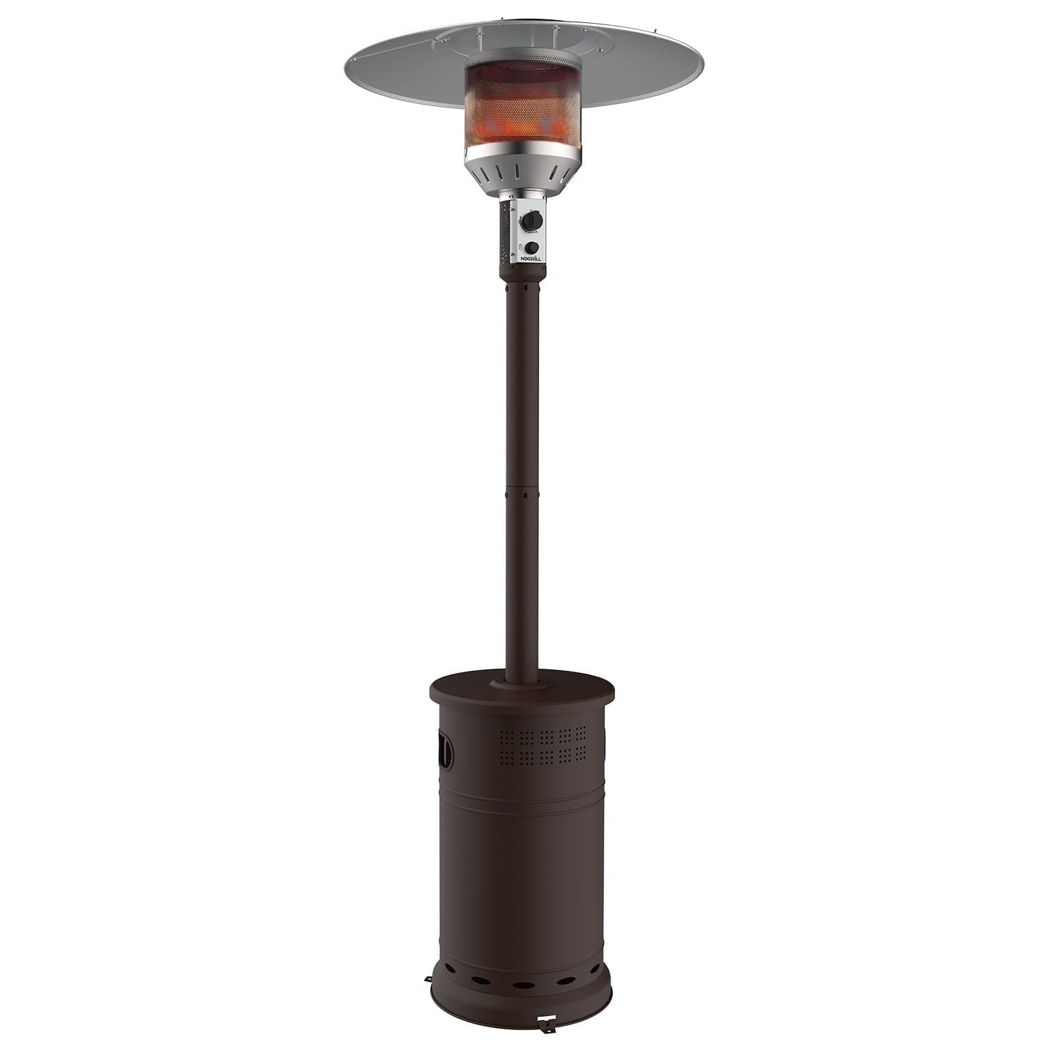 Walmart Saving of  Nexgrill Sundara 92" Bronze Outdoor Patio Heater, 48,000 BTUs, 2 Wheel Transport, Electronic Ignition, Easy Tank Access, Control Knob, Propane Heater for Porch, Garden, Backyard - 920-01002