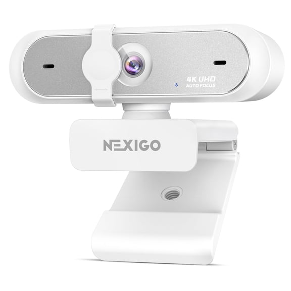 NexiGo N660P Pro 4K Webcam with Distortion-Free Lens, 1080p 60 fps Autofocus USB Streaming Camera, 3DNR, Noise-Canceling Mics & Privacy Cover, Web Cam for Gaming/Live Streaming/PC/Mac/Switch 2, White