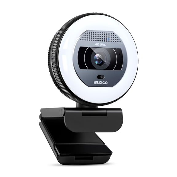 NexiGo N930E Pro, 4K Webcam with Ring Light, PDAF Autofocus, 1080P@60FPS, Dual Noise-Canceling Mics, Built-in Privacy Shutter, Web Cam for Streaming, Meeting, Gaming