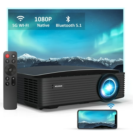 NexiGo PJ20 LCD Projector, 350 ANSI, Native 1080P, Bluetooth 5.1, Dolby_Audio Support