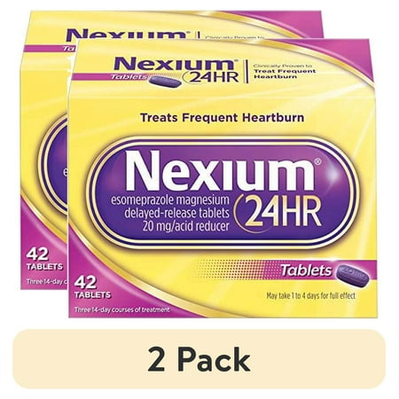 (2 pack) Nexium 24HR Acid Reducer Heartburn Relief Tablets 42 Count