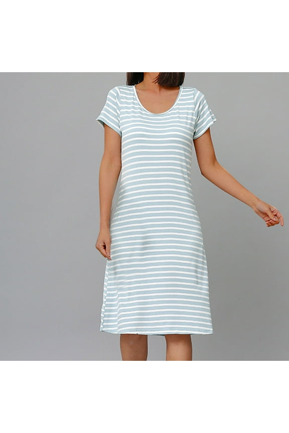 Nexjvus Cotton Nightgowns for Women Pads Dress Nightgowns Striped Nightdress Size M