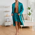 thumbnail image 1 of FAZVAOO Mens Robe Silk Home Robe with Belt Shorts Pajama Sets Size S-XXL, 1 of 4