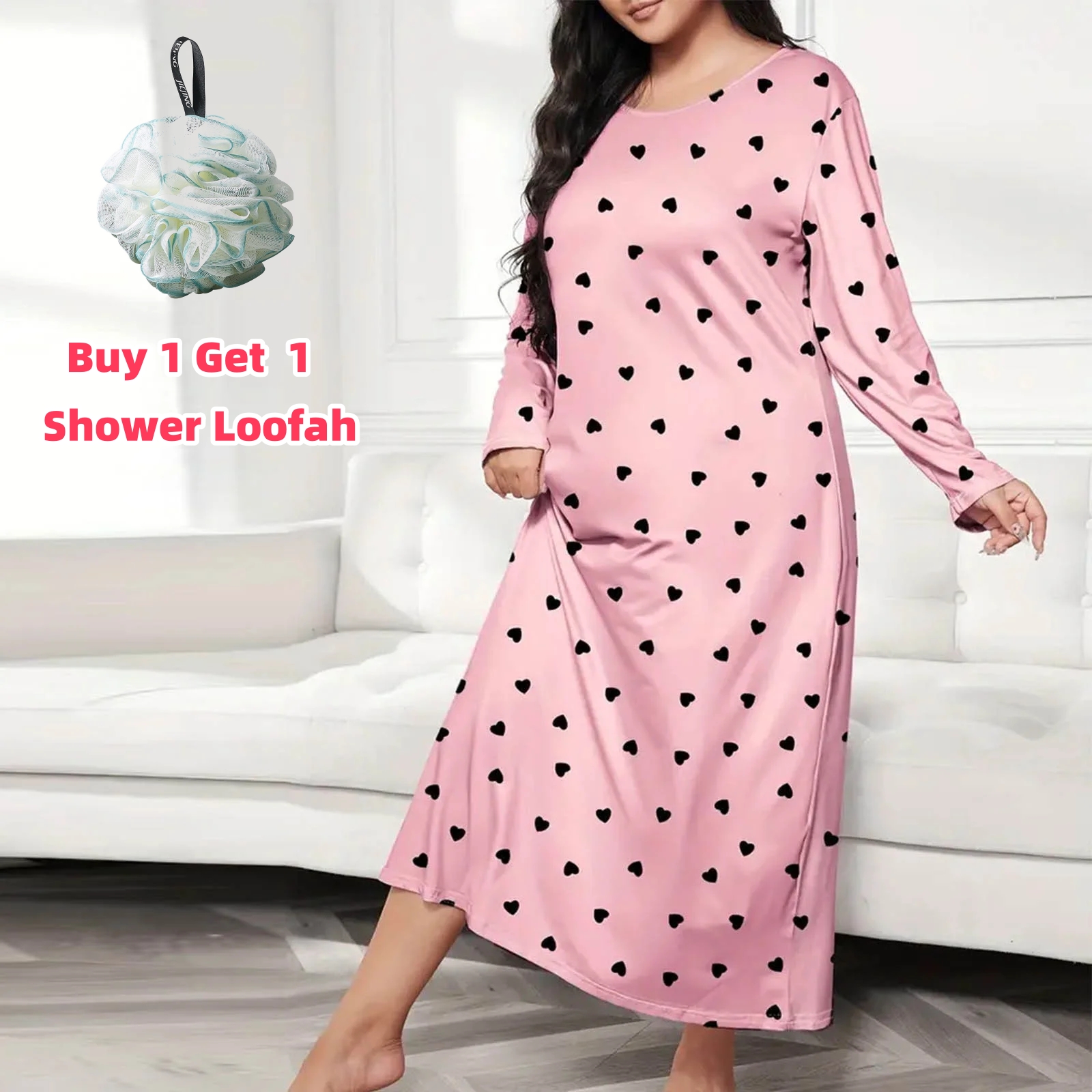 Neon Puzzle Heart Full Sleeves Printed Nightwear main image 0