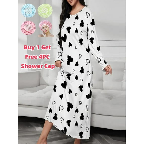 Nexjvus Pajamas for Women Plus Size Sleeve Loungewear Nightdress Long Nightgown Casual Pajamas Sizes XL To 5XL