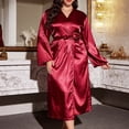 thumbnail image 1 of Nexjvus Plus Size Robes for Women Silk Satin Robe for Women Home Long Robe with Belt Size XL-5XL, 1 of 5