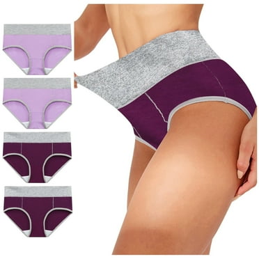 Nexjvus Sexy Womens Underwear Plus Size Solid Color Traceless Knick High Waist Underwear Size M-5xl 4 Pack