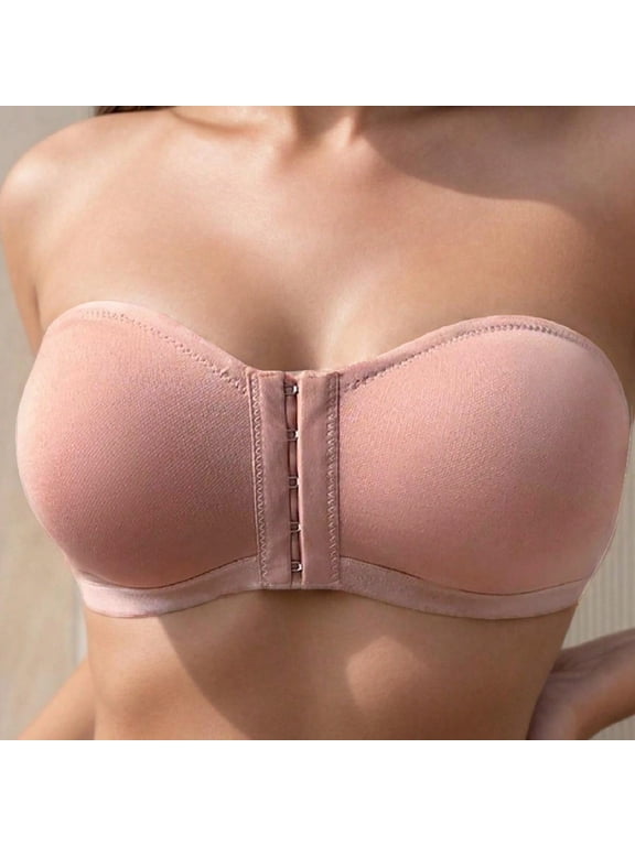 Strapless Bras for Women,Front Closure No Underwire Bra (Beige,1 pack,Size S-XXL)