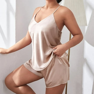 Nexjvus Summer Silk Sexy Pajamas Women 2024 Plus Size Camisole Pajama Sets ( XL-5XL)
