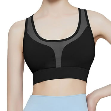 Nexjvus Woman's Bras for Sagging Breasts Black Sports Yoga Running Fitness Comfortable Shockproof Shock-Proof Zip Tank Bra