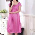 thumbnail image 1 of Nexjvus Women's Nightgowns Short Sleeve Ice Silk Sleepshirts Loose Floral Bow Nightdress, 1 of 3