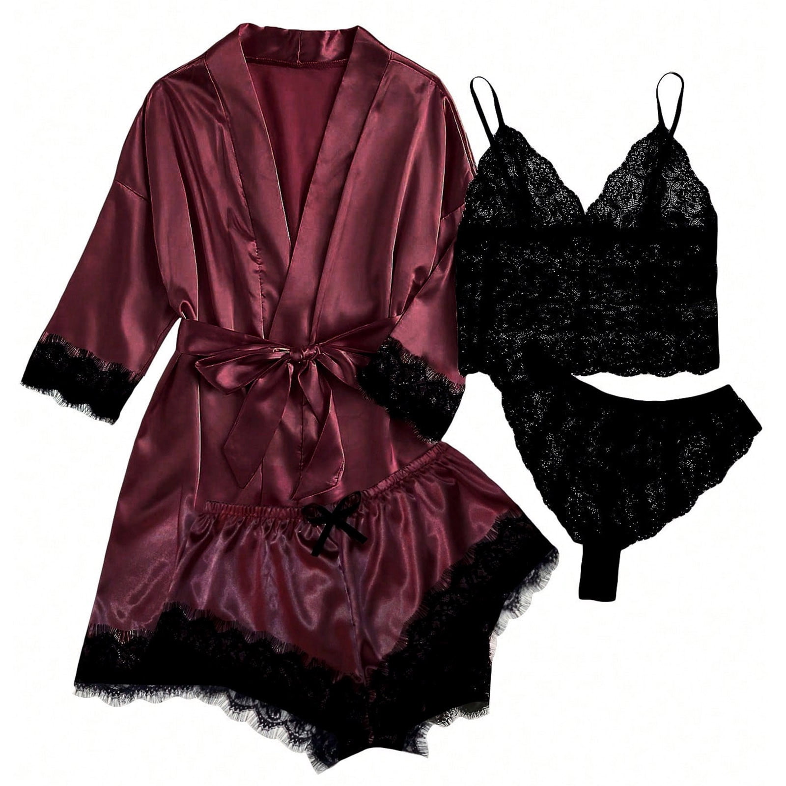 Nexjvus Women's Sexy Pajamas Solid Robes (4 Piece) - Walmart.com