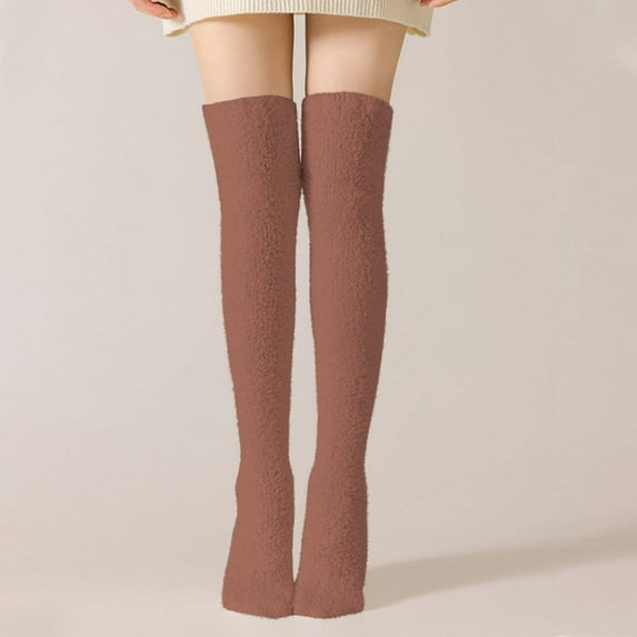 Nexjvus Women's Socks High Socks Solid Color Breathable Warm Socks