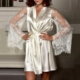 thumbnail image 1 of Nexjvus Womens Robes Clearance Kimono Robe Short Silk Lace Satin Robe with Belt Size S-XXL, 1 of 5